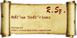 Róna Szíriusz névjegykártya
